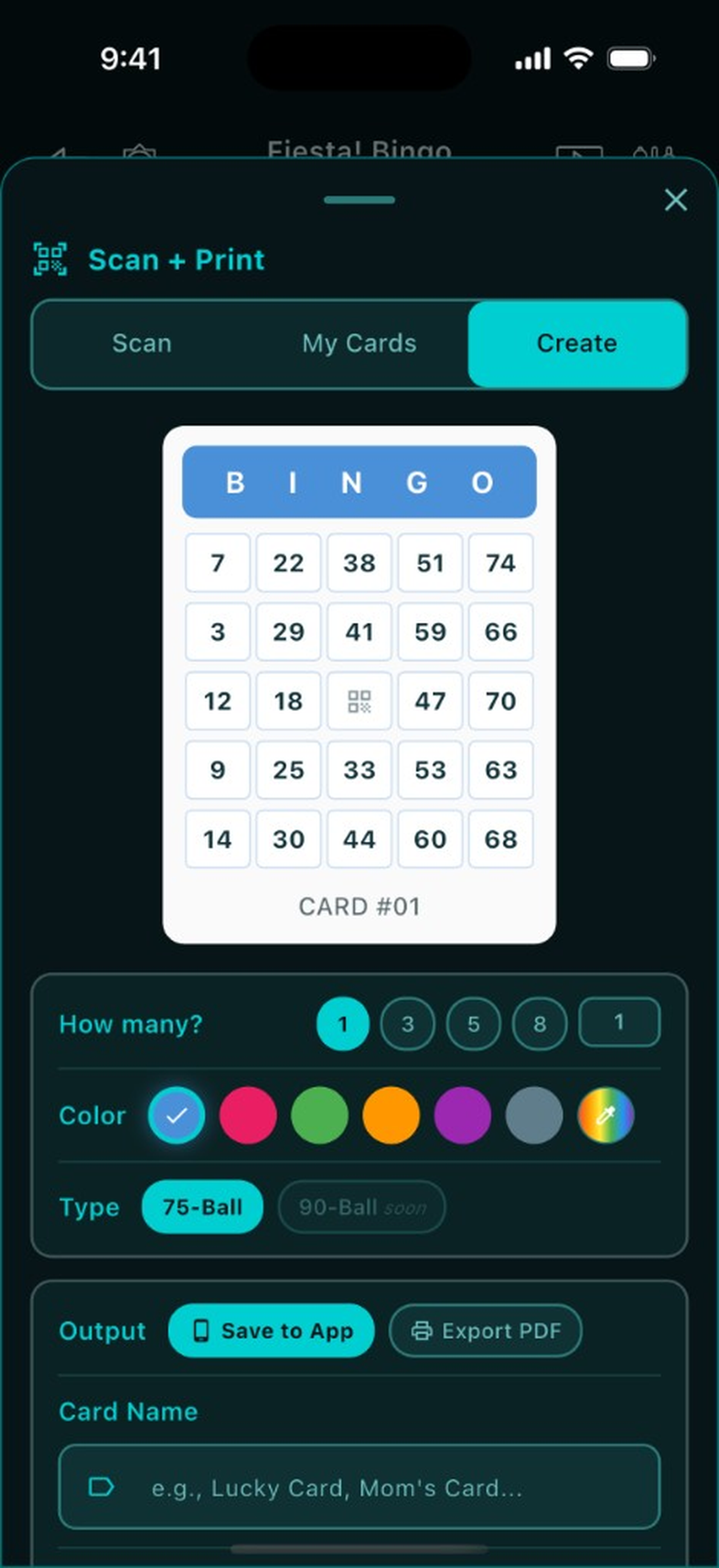 Create & export cards